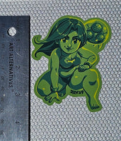 SUITLESS GREEN Chibi Hunter 3.5 inch sticker